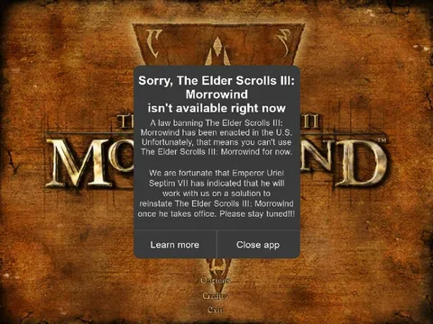 Morrowind Banned in the U.S.